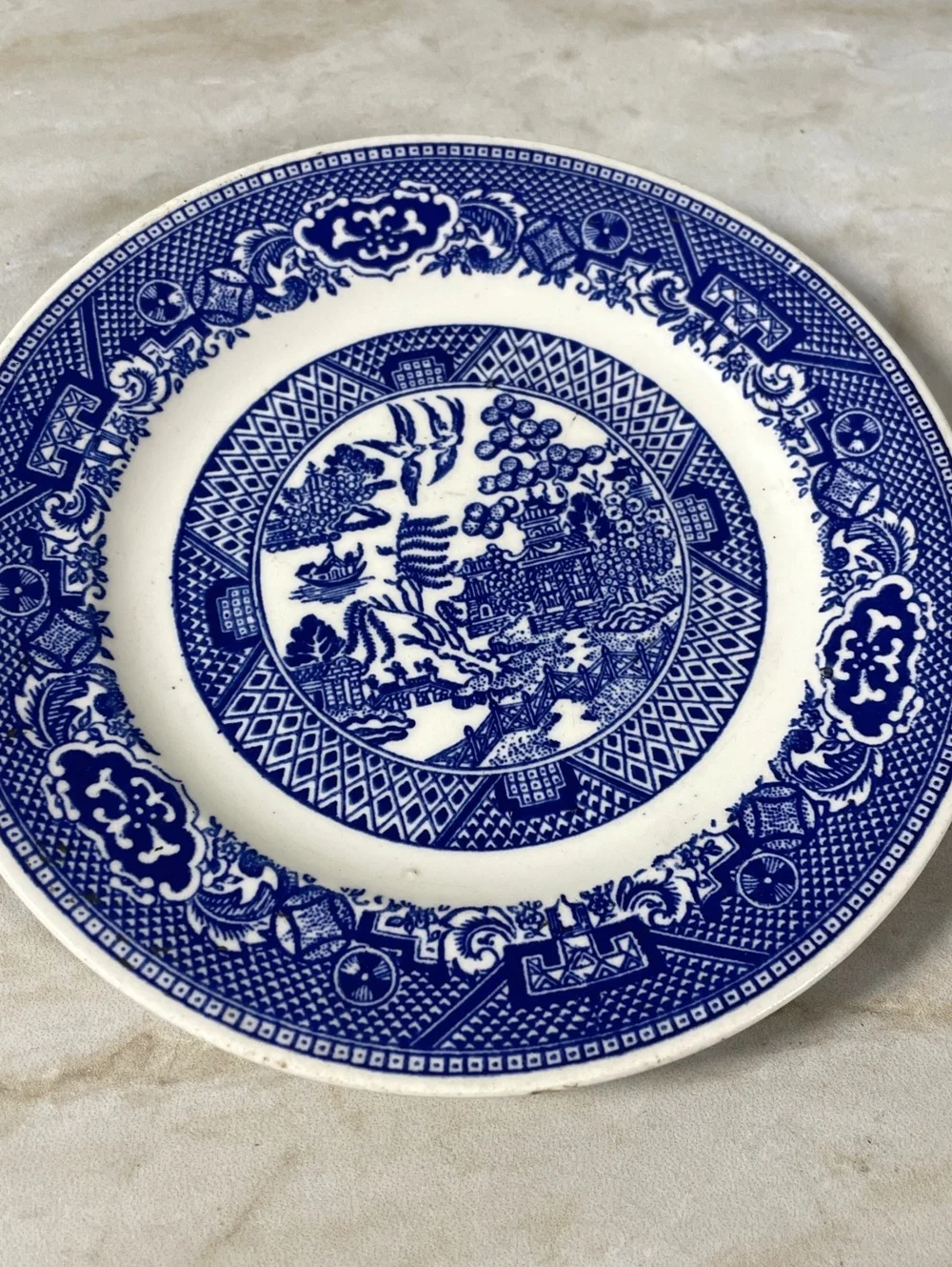 Vintage Willowware Blue and White Plate 6.5